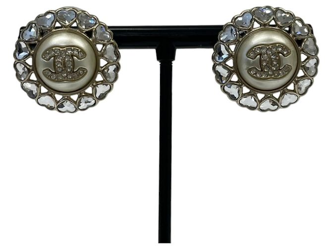 Timeless Orecchini Chanel B25B Heart Bijou Coco Mark Pearl D'oro