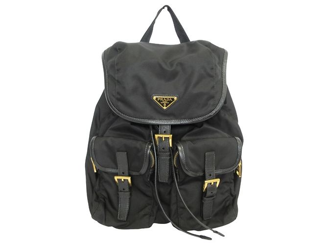 Mochila Prada de nylon Tessuto con placa Triangle Negro
