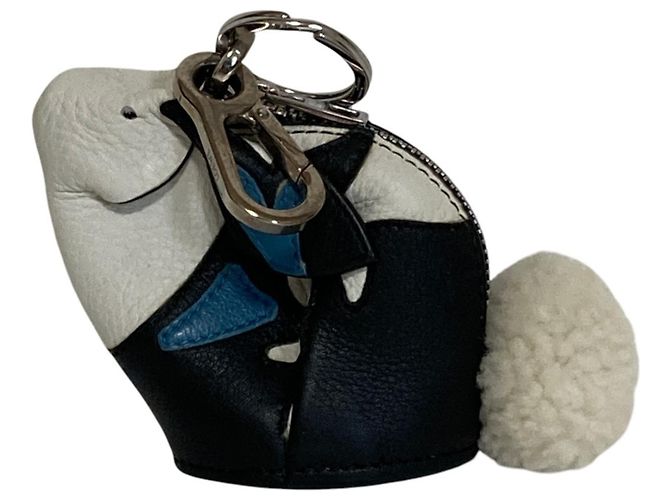 Loewe Leather Bunny Charm Coin Case Black White
