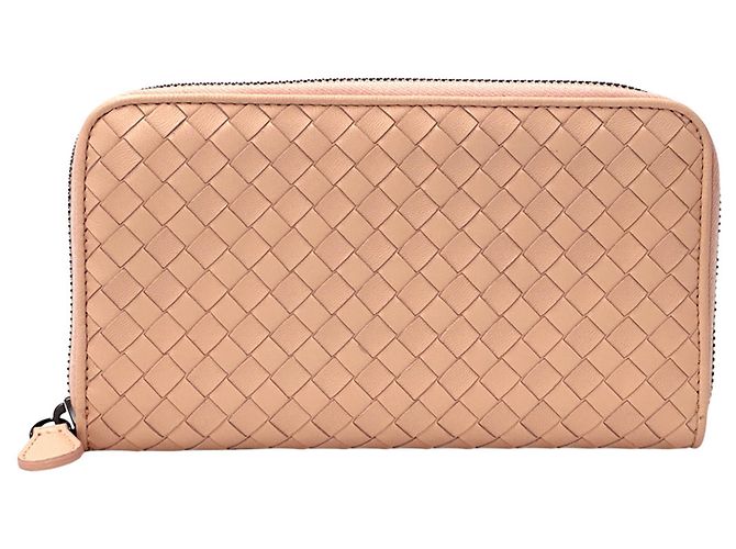 Cartera larga de piel rosa Bottega Veneta
