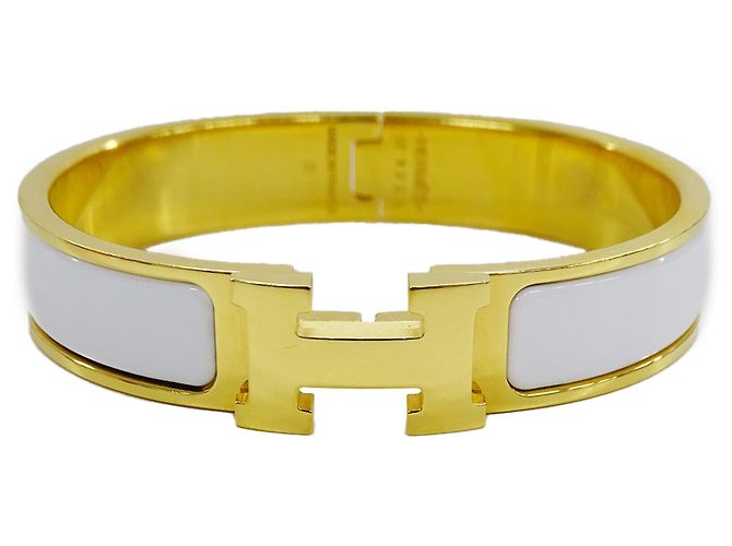 Hermès Pulseira com pingentes Hermes Gold and White Branco Dourado
