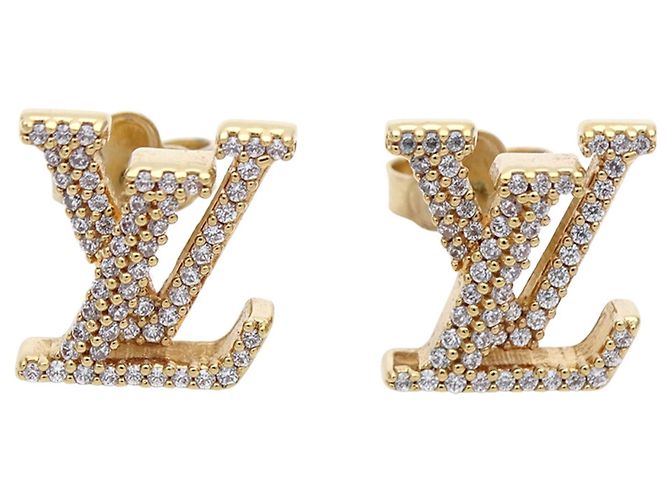 Pendientes de botón Louis Vuitton Gold Dorado