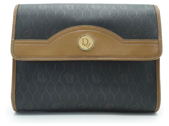 Dior Bolsa de mão e ombro 2 vias Honeycomb Marrom