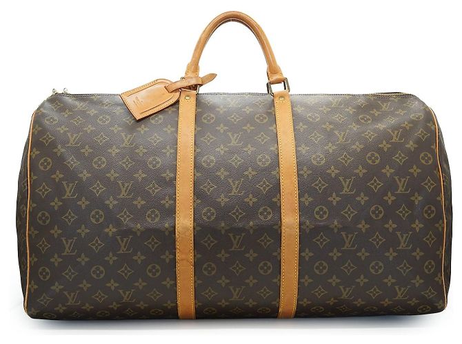 Louis Vuitton Monogram Keepall 60 Lona Marrom Couro