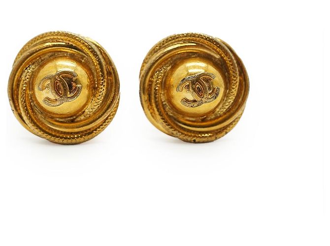 Chanel Boucles d'oreilles clips CC Twisted Round GP Doré