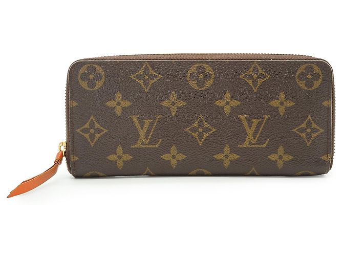 Louis Vuitton Monogram Portefeuille Clemence Piment Long Wallet Marron Orange