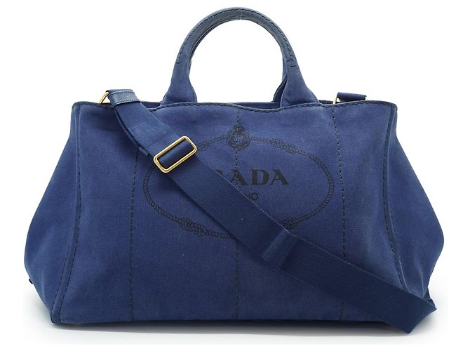 Prada Vintage Large Canapa Tote Blu