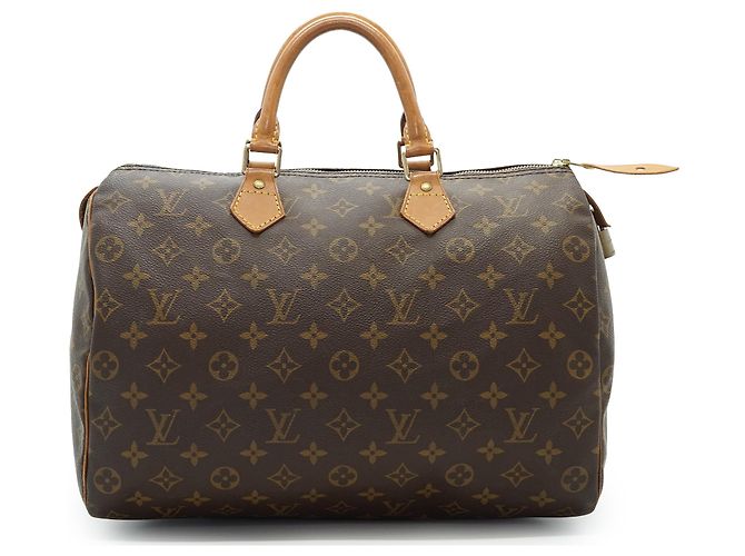Louis Vuitton Monogram Speedy 35 Marrón Cuero Castaño