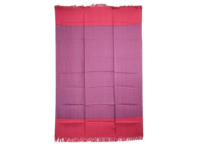Lenço Hermès de seda azul e vermelho escuro Bordeaux