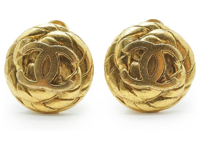 Chanel Orecchini a clip rotondi a spirale Coco Mark GP D'oro