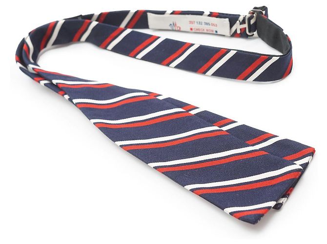 Corbata de rayas Moncler azul marino seda algodón Blanco Roja