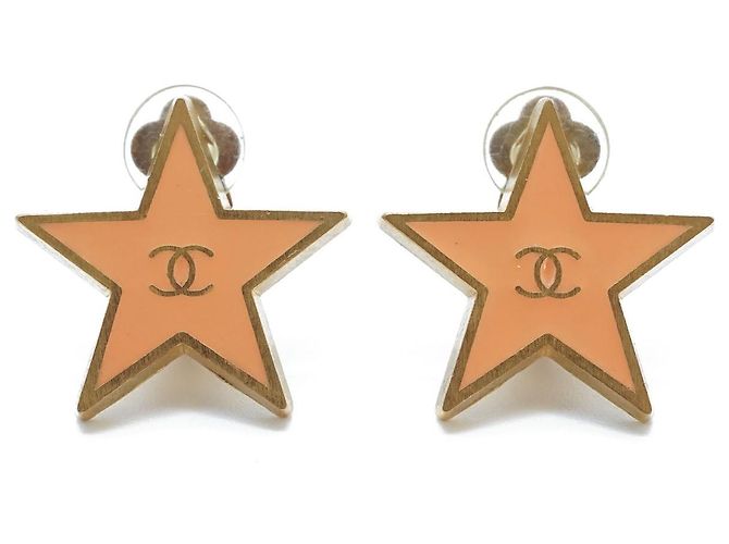 Chanel Boucles d'oreilles clips CC Logo Star GP Rose Doré