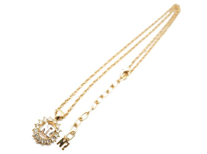Nina Ricci Colar com pingente de círculo de strass NR Dourado