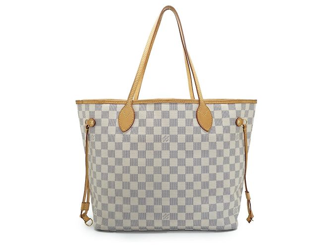 Louis Vuitton Damier Azur Neverfull MM Castaño Blanco