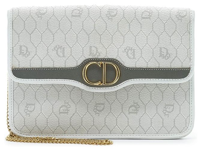 Dior Honeycomb Chain Shoulder Bag White Light blue