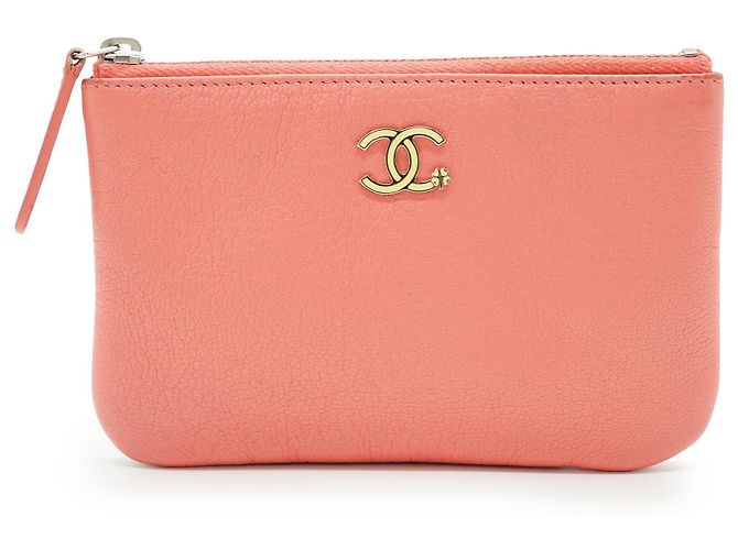 Chanel CC Four-Leaf Clover Mini Makeup-Tasche Coral Pink Blau