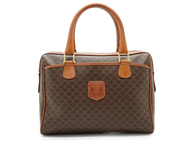 Céline Macadam Handbag Brown Canvas Leather