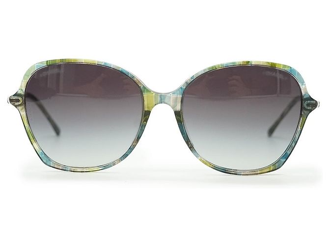Chanel Gafas de sol CC montura carey Azul Verde