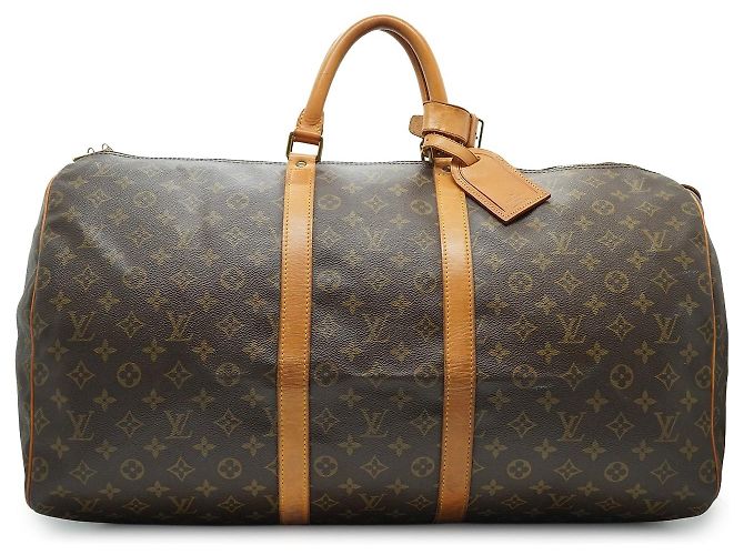 Louis Vuitton Monogram Keepall 55 Marrone Tela Pelle