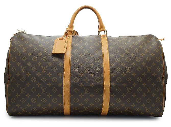 Louis Vuitton Monogram Keepall 60 Marrom Lona Couro