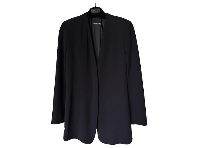 Conjunto de Casaco e Saia em Lã Preto Giorgio Armani