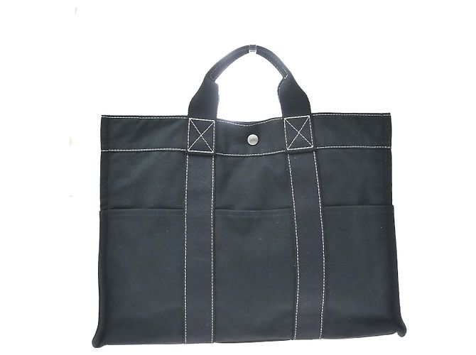 Hermès Hermes Fourre Tout Toile MM Negro
