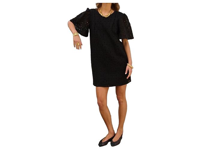 Autre Marque Maison Stella & Suzie Vestido Fedora de ganchillo negro