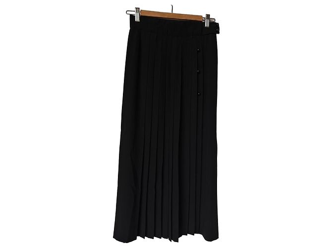 Autre Marque Cadette Plisseerock schwarz Maxi
