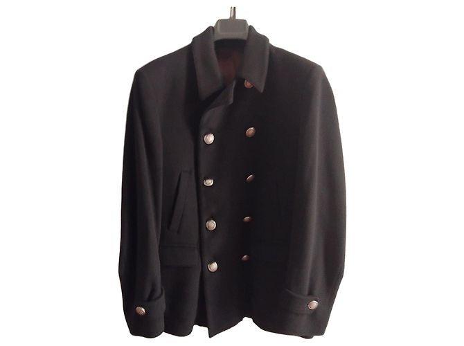 Autre Marque Black Wool Double-Breasted Blazer Dark blue