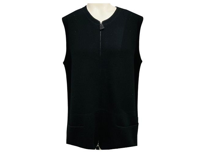 Pull sans manches en cachemire noir Akris avec fermeture éclair à l'avant