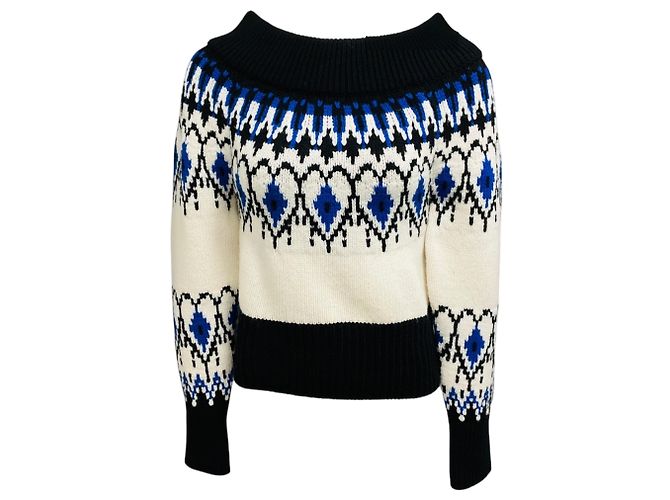 Jersey corto de punto Fairisle Alexander McQueen Black / Ivory / Blue Multicolor