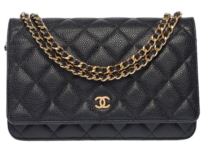 Borsa CHANEL Wallet on Chain in Pelle Nera - 103982 Nero