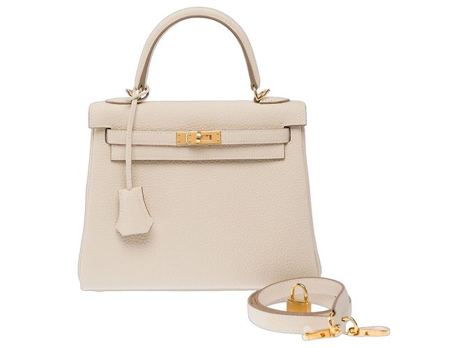 Hermès Bolsa HERMES Kelly 25 em Couro Branco - 103993