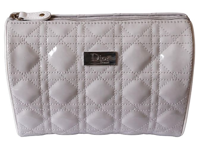 Dior Cannage Kulturbeutel Groß - Grau Lackleder