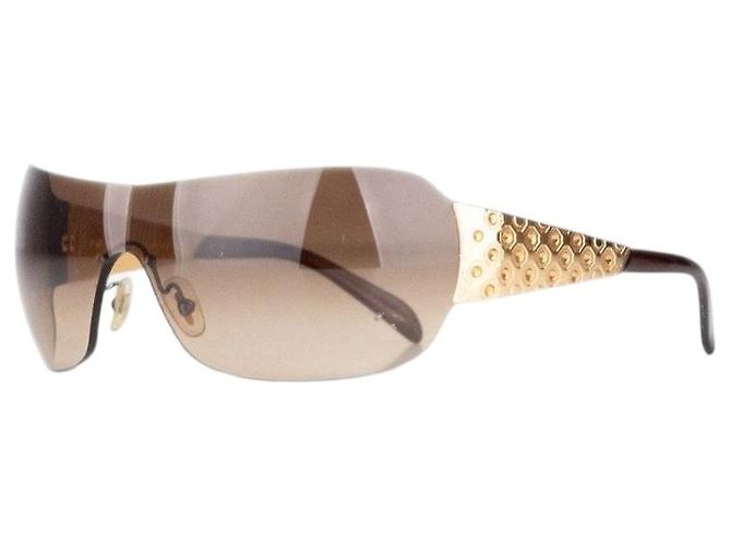 Óculos de Sol Prada 2000s ‘SPR60I’ com Strass e Máscara Shield Dourado