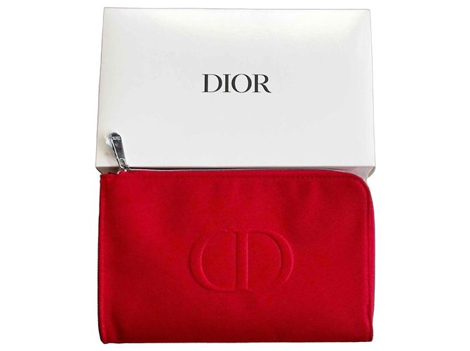 Pouch Dior Rossa Tela Logo CD Rosso