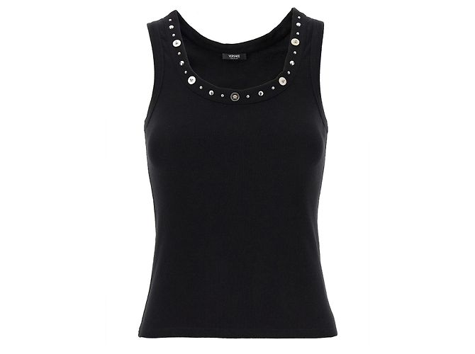 Versace Tank top emboidery studs Black