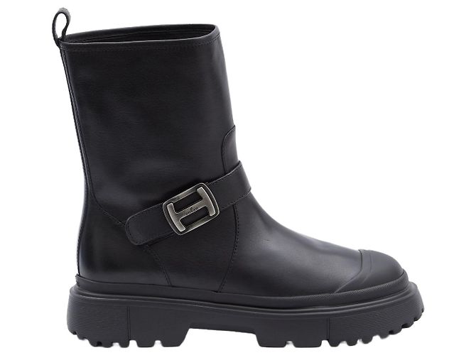 Botas biker Hogan H619 em pele preta Preto