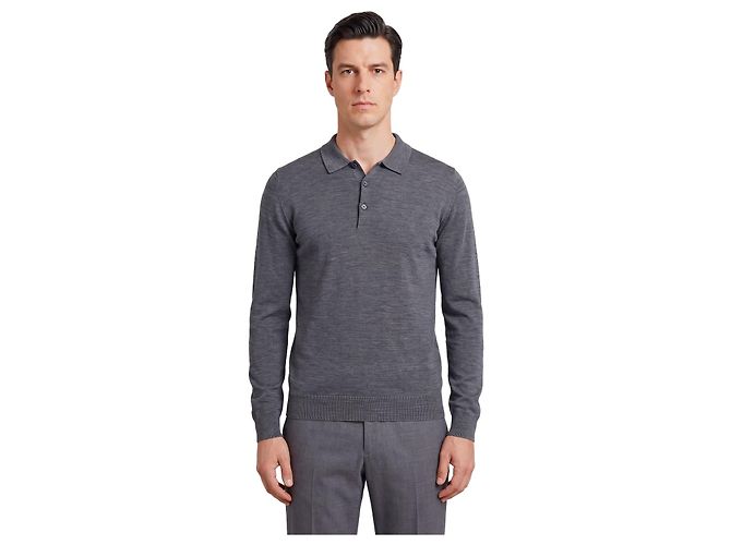 John Smedley Belper Polo in charcoal Grau