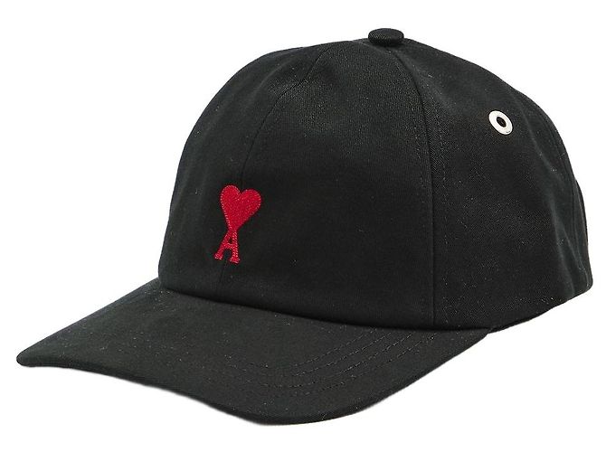 Gorra Ami Paris Ami de Coeur negra de algodón Negro