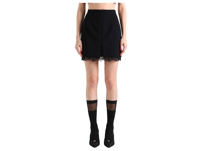 Dolce & Gabbana Mini skirt in wool double crêpe Black