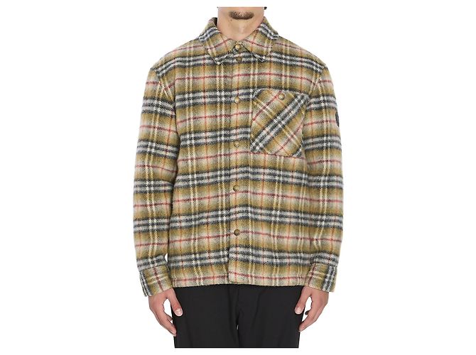 Sovracamicia imbottita Burberry Check in lana beige
