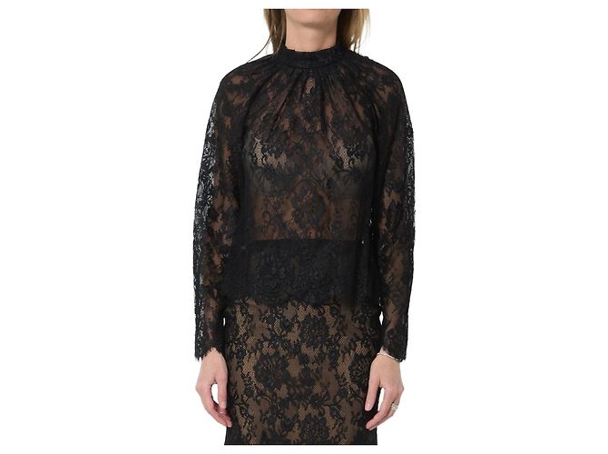 Blusa in pizzo nera Self Portrait Nero