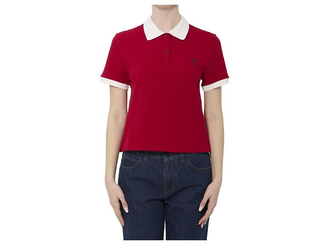 Versace Polo de piqué de algodón Roja