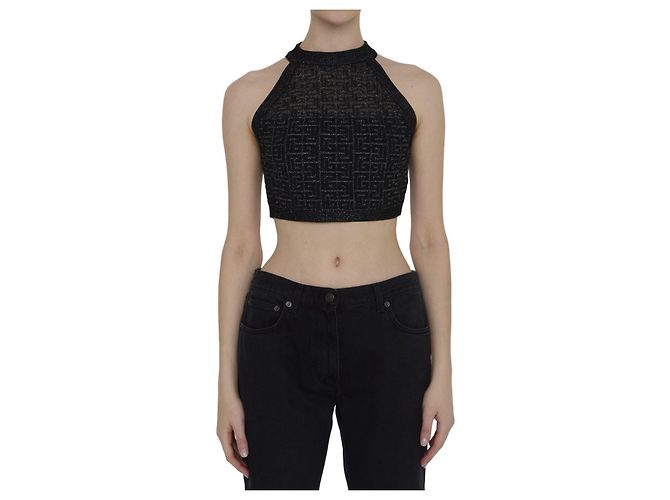 Balmain PB Labyrinth knit top Black
