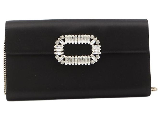 Roger Vivier Envelope Pochette Schwarz Satin