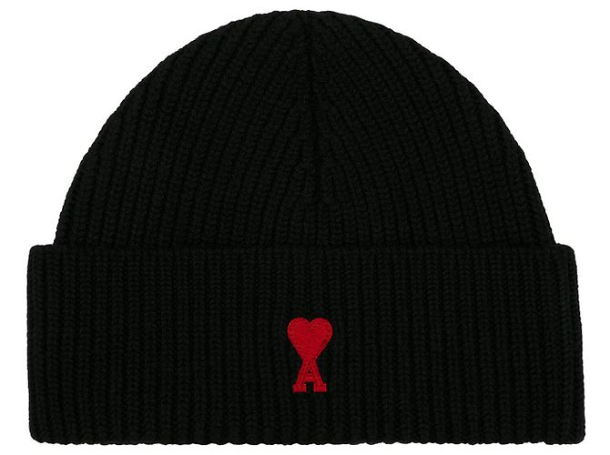 Ami Paris Black Ami de Coeur Beanie Schwarz