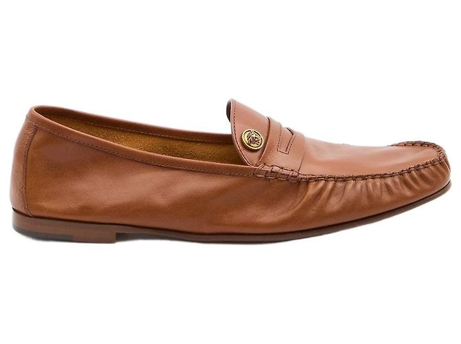Versace Mocassins en cuir Medusa Marron