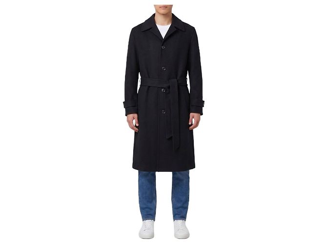 Lardini Single-breasted virgin wool and cashmere coat Black