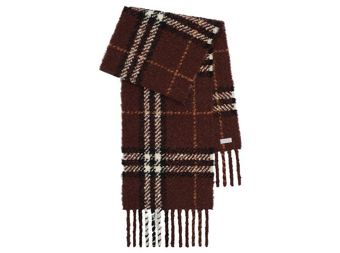 Burberry Bouclé-Schal mit braunem Karomuster